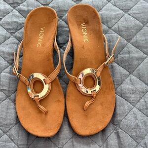 Vionic Women's Brown Sandals with Gold Accent